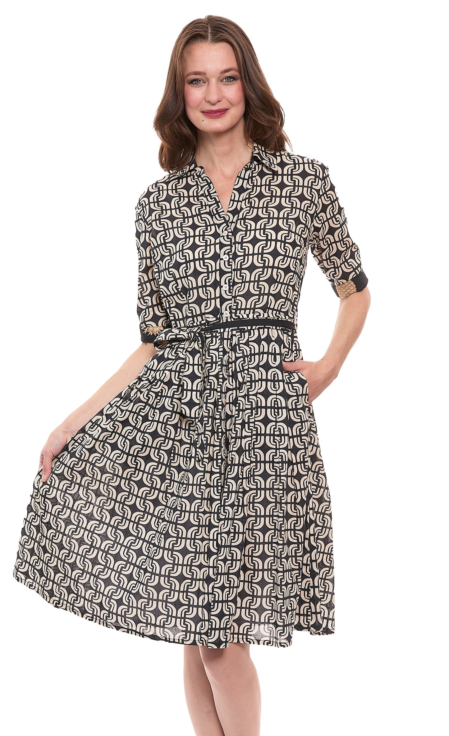 Black Ivory Geo Print Cotton Dress