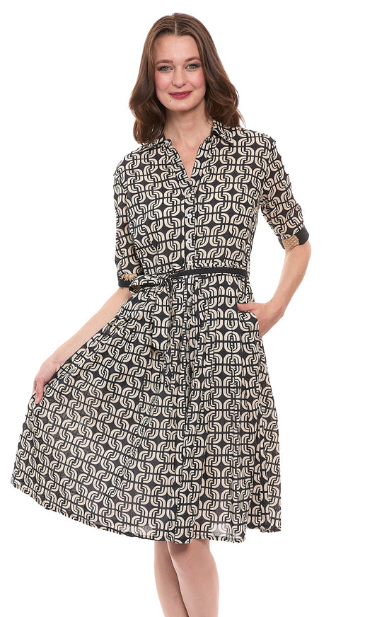 Black Ivory Geo Print Cotton Dress