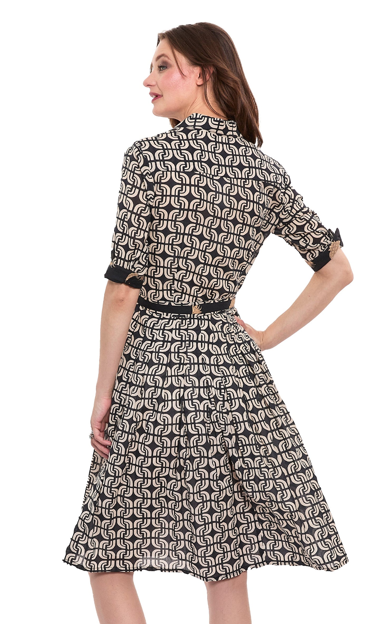Black Ivory Geo Print Cotton Dress